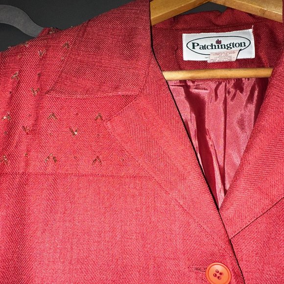 Vintage Patchington 3 pc Set seashell coral pink Jacket Pants Top sz S small - Picture 11 of 15